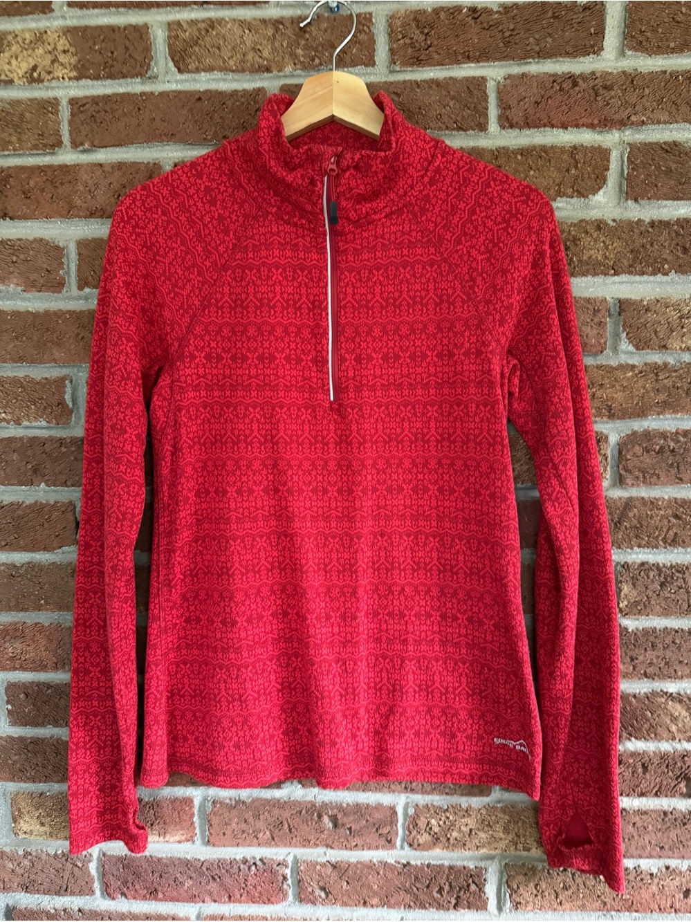 Eddie Bauer Women's Red Quarter-Zip Long-Sleeve Top. Pullover.  Medium.